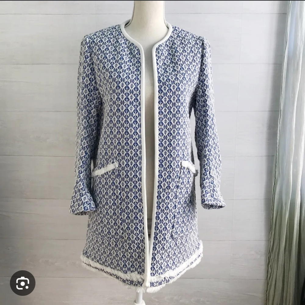 NWT Zara Basic Outwear - Blue Moroccan woven jacket, S - Picture 1 of 3